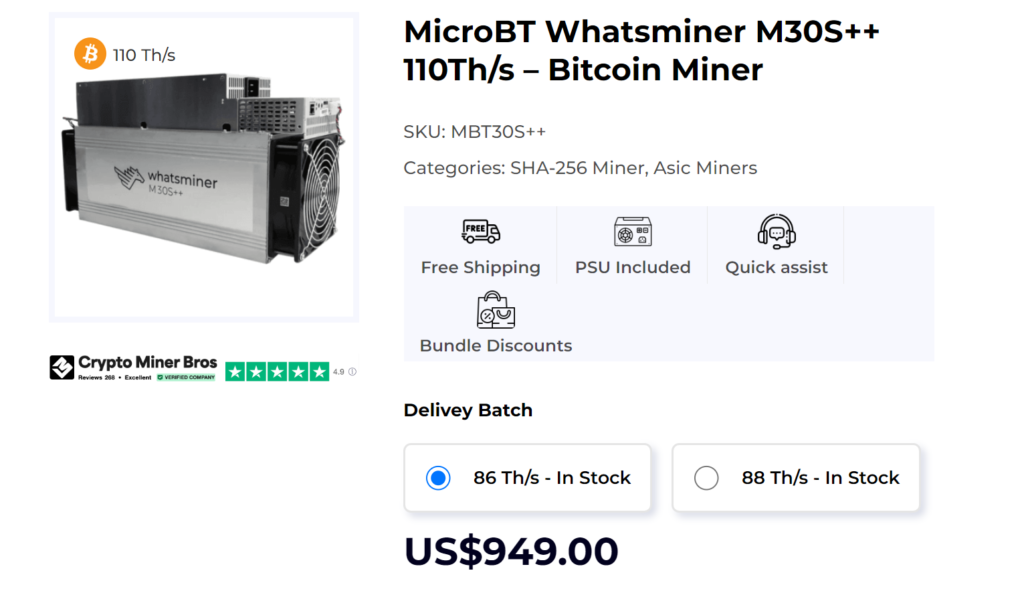 MiroBT Whatsminer M30s