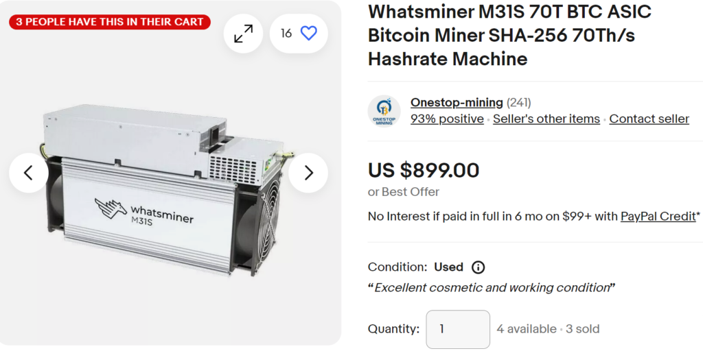 MiroBT Whatsminer  M31S