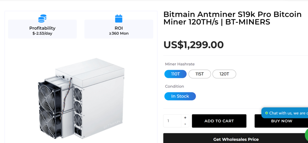 Bitcoin Ant Miner S19k pro